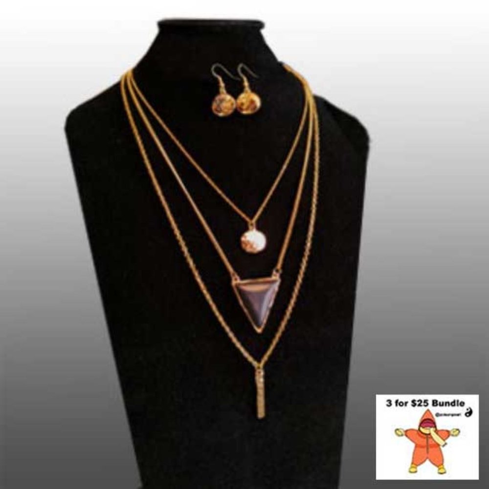 Layer Necklace with Earrings - unbranded
